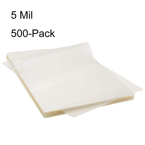 BESTEASY Thermal Laminating Pouches, 5 mil Thick, Clear 9 x 11.5 Inch Laminating Sheet Paper for Laminator, Holds 8.5 x 11 Inch Letter Size Sheets（500 Pack）