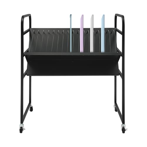 16-Slot Mobile Tablet Charging Cart with Wheels, Tablet Mobile Charging Cart for Laptops & Tablets up to 14", for Classroom Office School (Black)