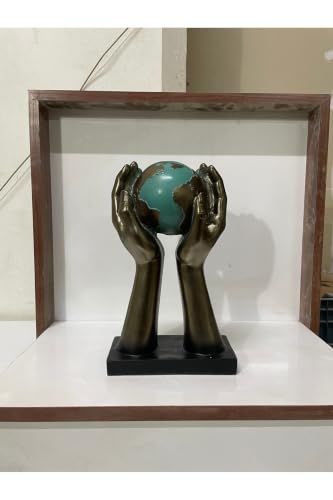 Decorative Tabletop Globe 18x30 inches | Handcrafted Bronze Finish World Map Sculpture | Vintage Style Desk Accessory for Home & Office | Educational & refined Gift