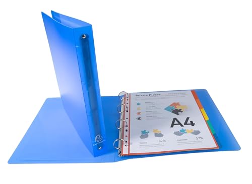 Exacompta Kreacover Chromaline PP Rigid Cover Ring Binder, A4+, 40 mm Spine, 4 Rings - Assorted Colours, Pack of 12