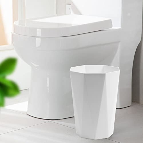 Doteon 12L Trash Can Wastebasket Plastic Trash Bin Garbage Container Rubbish Can Paper Basket Office Organizer for Bedroom Home Office, 6 White