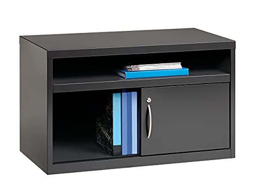 Hirsh 36 inch Wide Low Credenza Metal Lateral Cabinet with Sliding Door Storage Compartment for Home and Office, Charcoal
