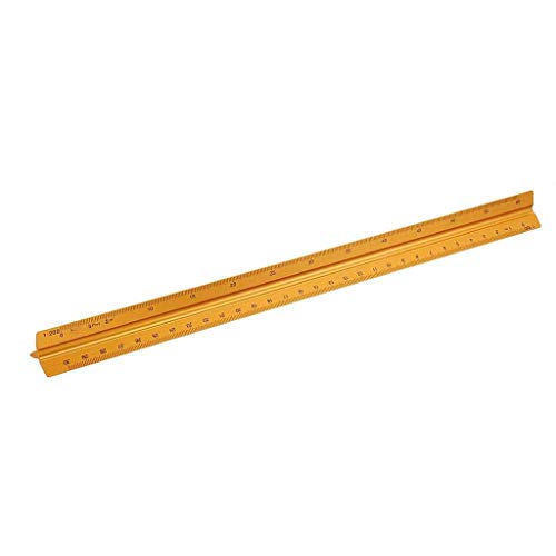 TEDILUVI Scale Ruler Aluminum Alloy 30cm Engineer Triangular Drafting Tools for Architects Students Draftsman Engineers-Yellow