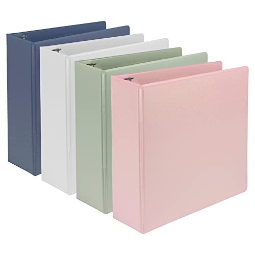 Samsill Plant-Based 3 Inch Durable D-Ring, View Binder, Eco-Friendly, USDA Certified Biobased, 4 Count, Pack of 1, Boho Assortment