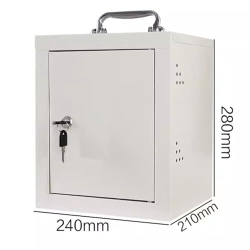 zktoermn Cell Phone Cabinet, All Steel Cell Phone Holder Classroom Wall-Mounted Pocket Chart Storage Cabinet Portable Cell Phone Storage Box, with A Locked (Color : White, Size : 24x21x28cm)