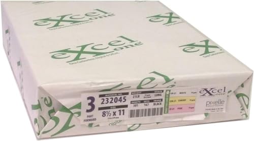 232045 Excel One Carbonless Paper, 8.5 x 11-3 part STRAIGHT/FORWARD (Bright White/Canary/Pink), 1 Ream, 167 Sets