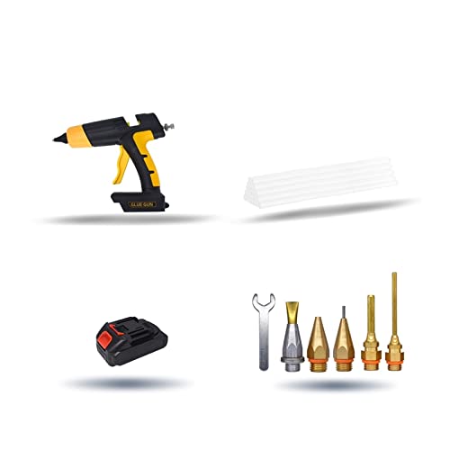LIBODD Hot Glue Gun Cordless Hot Glue Gun Tool with Digital Display Thermostat Replaceable Battery Use 11mm Glue Sticks Pure Copper Nozzle for DIY Arts, Crafts and Quick Repairs(Set-2)