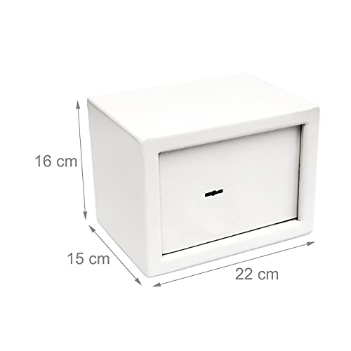 Relaxdays 10010086 Wandtresor 23 x 17 x 17 cm, Home/Office Mini Steel Safe with 2 Locking Bolts & 2 Keys Free-Standing Or Wall Mounted