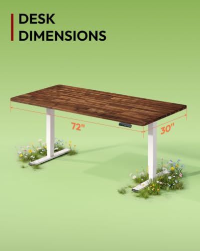 SANODESK Large Solid Wood Standing Desk Dual Motor 72"x29.9" Brown/White