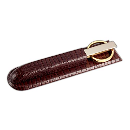 Dacasso Brown Crocodile Embossed Leather Library Set