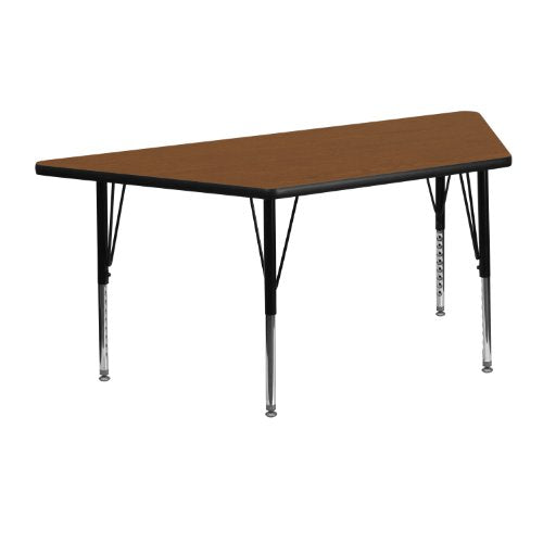BizChair 22.5x45 Trapezoid Oak HP Laminate Preschool Activity Table