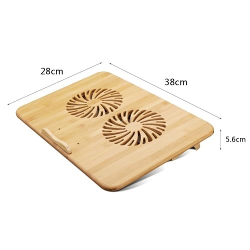 tanyunji001 Laptop Stand, Bamboo Laptop Stand with Dual Fan & 2 USB Ports, Cooling Notebook Holder,Office Desk Accessories(38cm)