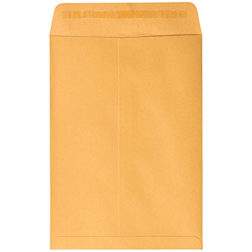 JAM PAPER 7 1/2 x 10 1/2 Open End Catalog Envelopes with Peel and Seal Closure - Brown Kraft Manila - Bulk 500/Carton