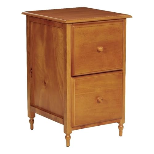 Pemberly Row Modern 2 Drawer Wood File Cabinet, 30" H x 18.75" W x 20.25" D, Solid Hardwood, Antique Cherry Finish, Letter Size Files, Office Storage, Ready to Assemble, Indoor Use