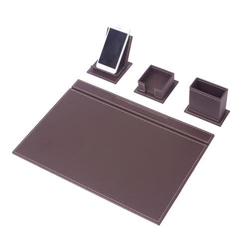 Leather Desk Set-Desk Office Accessories-Office Organizer- Home Office Accessories - Desk Supplies - Desk Storage Organizer -Desk Pad-Storage-12 Pieces -12 PCS(Brown)
