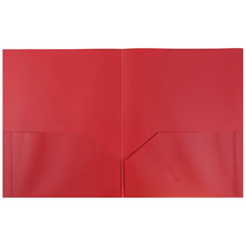 JAM PAPER Plastic 2 Pocket POP Folders - Durable School Folders - Red - Bulk 96/Pack