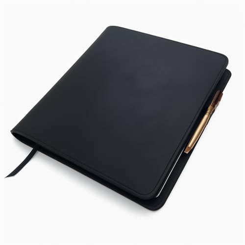 CestAntiQ Refillable XXL Leather Journal Cover 8.5 x 11 in, Black