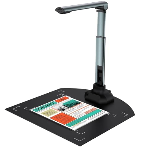 KC6A07 USB Document Camera for Teachers Laptop A3/A4 Size Portable Book Scanner with Extension Stand OCR Zoom Paint Tool