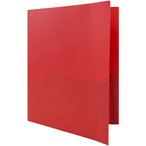 JAM PAPER Plastic 2 Pocket POP Folders - Durable School Folders - Red - Bulk 96/Pack