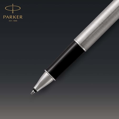 PARKER Sonnet Rollerball Pen, Stainless Steel with Palladium Trim, Fine Point Black Ink (1931511)