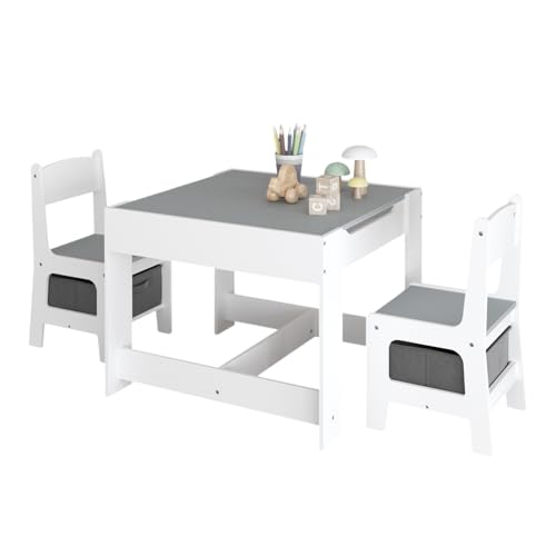 Dawn 3 - in - 1 Wooden Table and Chair Set with Storage Drawer - Ideal for Drawing, Reading & Crafts - 2 - in - 1 Detachable Tabletop