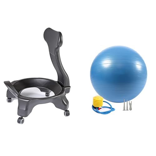 piudoiliy Yoga Ball Chair,Inflatable Balance Exercise Seat,Ergonomics Physiotherapy Workouts Chair,for Core Strength (Blue)
