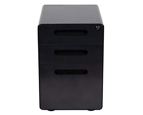 Flash Furniture 3-Drawer Locking Mobile Filing Cabinet, Black