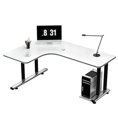 Sit Stand Up Desk Corner Pc Table Desktop Desk Simple Modern Student Study L-Shaped Office Bedroom Household(White Left,160x100x75cm)