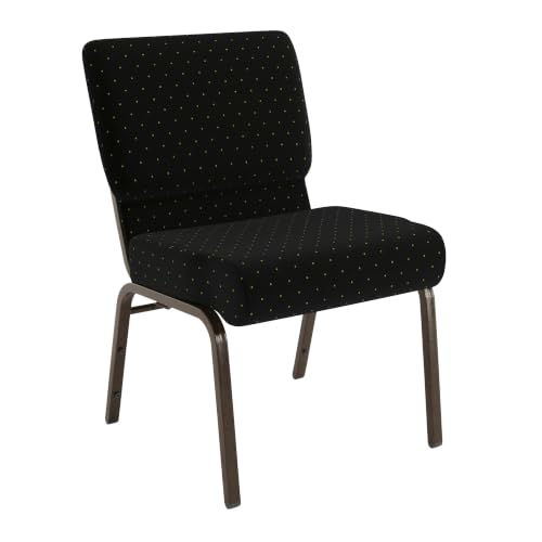 Flash Furniture HERCULES Series 21''W Stacking Church Chair in Black Dot Patterned Fabric - Gold Vein Frame