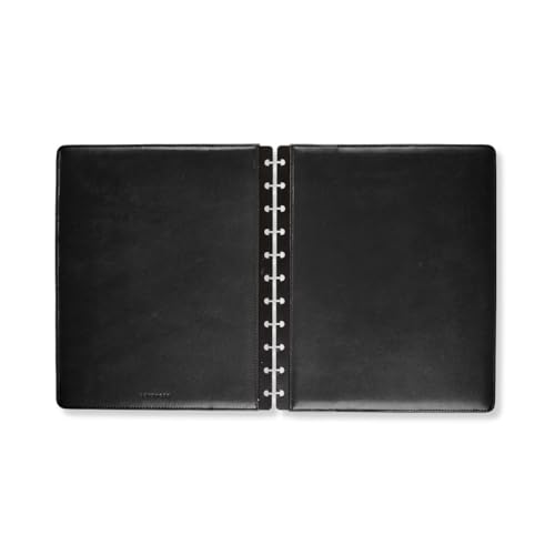 Levenger Circa™ Leather Foldover Cover – Full Grain Smooth Leather, Discbound Notebook Cover with Pen Loop, Letter Size