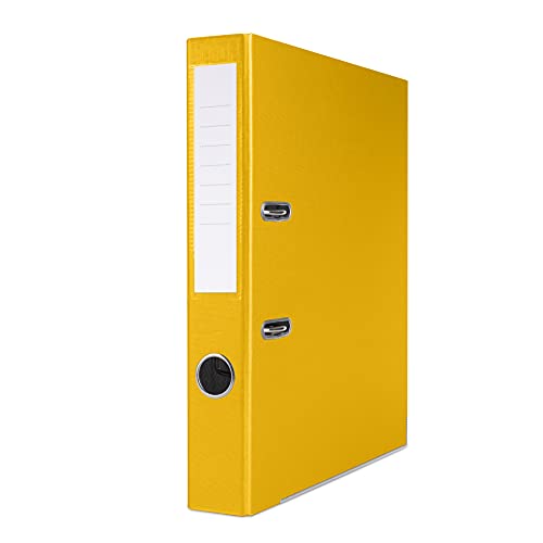 OFFICER PRODUCTS Pack of 24 Folders Yellow DIN A4 / 50 mm/Paper Cardboard/Plastic Cover PP Slot Folder Office File Cardboard Folder Metal Edge Protection