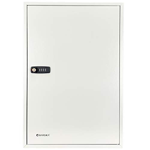 Barska Steel 160 Key Safe Cabinet with Combination and Key Lock Box, Grey