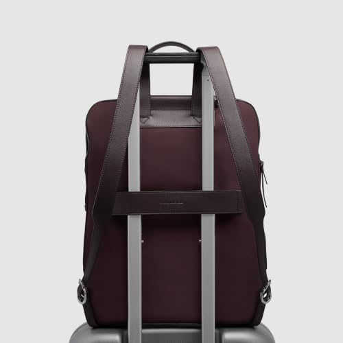 Piquadro - Leather and Fabric Backpack Laptop 15.6" - Women - Dark Burgundy