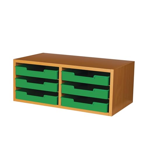 Really Good Stuff Oak 6-Slot Mail Center with Trays Single Color, 6 Trays