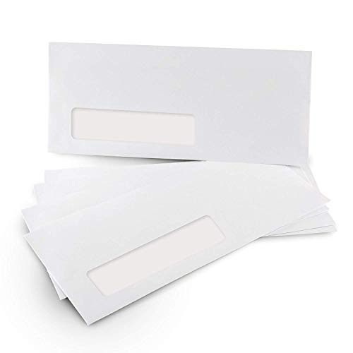 Aimoh #10 Single Left Window Envelopes -Gummed Closure -Size 4-1/8x9-1/2 Inches - 24LB - 1 Case - 5 Packs - 2500 Envelopes(35410-2500)