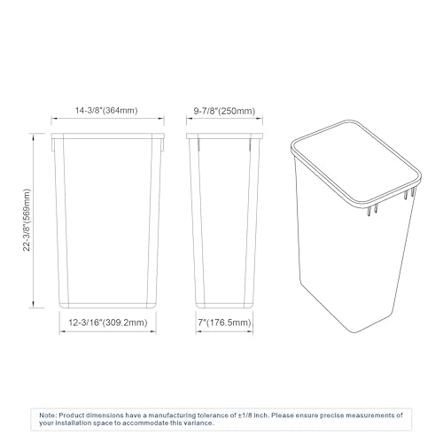 Dowell 50Qt Waste Trash Container, 13Gal, Plastic, Stackable, for Kitchen/Bathroom/Office, Tall Trash Can 22-3/8"H (Grey 4000 50 04-2 Pack)