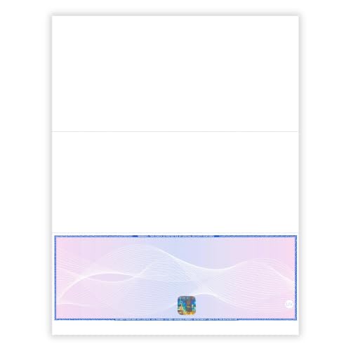 EZ Checks Premium Blank Hologram High Security Laser Check Stock | 500 Sheets | Blue/Maroon | Check at Bottom)
