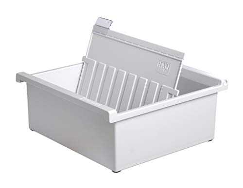 HAN 965-0-11, Card Index Tray A5 Landscape. Innovative, Attractive Design Holds 800 Cards, Supplied with 1 Support Plate with Clear Index tab, Light-Grey