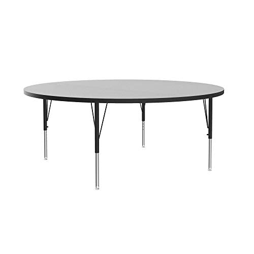 Correll AM60-RND-15 Econoline Activity Table, Smooth & Hard Granite Melamine Top, Height Adjustable Heavy Duty Legs (AM3072-REC-15), 60" Round, Gray