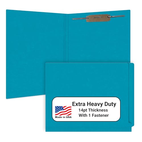 Teal File Folders, Doctor Stuff, Letter Size Reinforced End Tab Folder with 2" Bonded Fastener on Inside Back, 14 pt Stock, Carton of 250