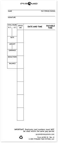 Pyramid Time System - Authentic Time Cards [44100-10PK3] White - 300 Cards