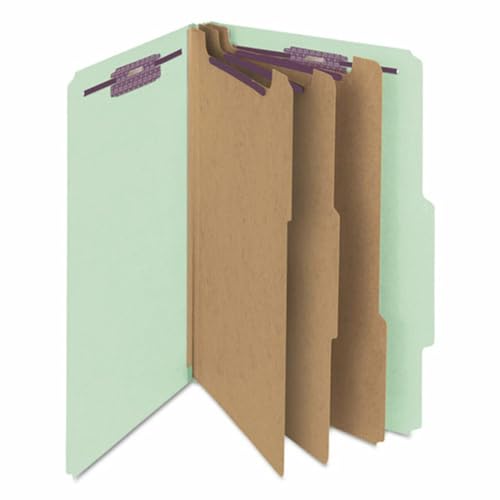 Pressboard Classification Folders with 8 Safeshield Coated Fasteners Gray & Green - Legal Size
