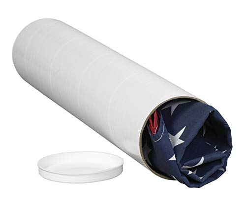 Box USA White Mailing Tubes with Caps, 4" x 26", Pack of 15, for Shipping, Storing, Mailing, and Protecting Documents, Blueprints and Posters