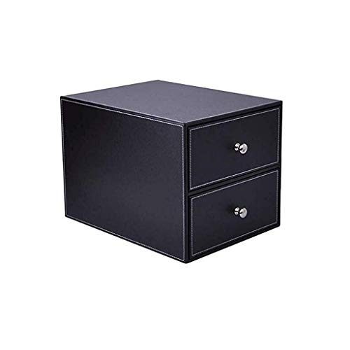 AFPSDLFJDLS Multi-Functional Leather Desk Organizer File Cabinet Office Supplies Desktop Storage Organizer Box with Drawer(D)