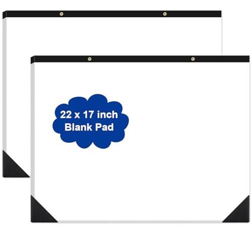 (2-Pack) Large Blank Paper Pad - 22" x 17" Blank Notepad, 100 Sheets/200 Pages, 100 Gsm White Paper Notepad for Office/School/Home