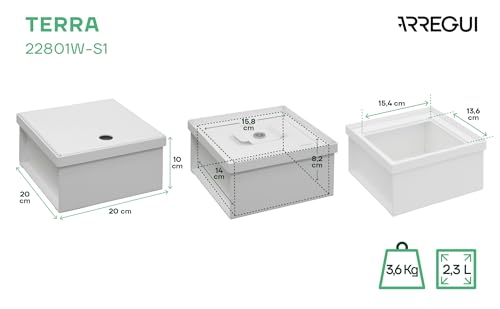 ARREGUI Terra Hidden Safe for Home, Floor Safe, Secret Compartment for Money, Discreet Money Hideout, Floor Money Box, Secret Hideout, Small Hidden Safe, 10 x 20 x 20 cm, 2.3 L, White