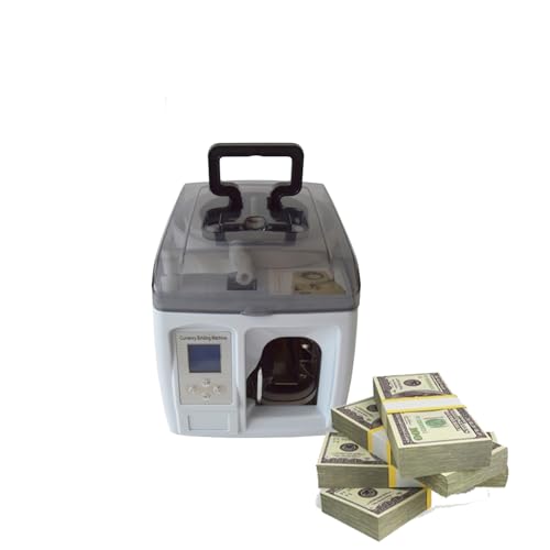 INTBUYING Currency Binding Machine Paper Tape Banding Machine Intelligent Money Packer Packing Bank Note Machine 110v for Packing Money