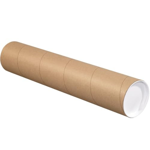 Box USA Kraft Mailing Tubes with Caps, 4" x 20", Pack of 15, for Shipping, Storing, Mailing, and Protecting Documents, Blueprints and Posters