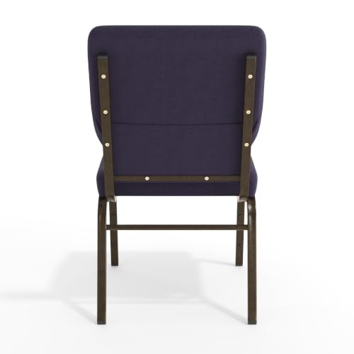 EMMA + OLIVER Royal Purple Fabric 18.5" W Stacking Church Chair