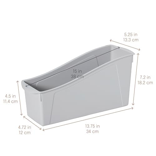 SVYP Linking Storage Book Bins, Plastic, 10-Pack, Light Grey